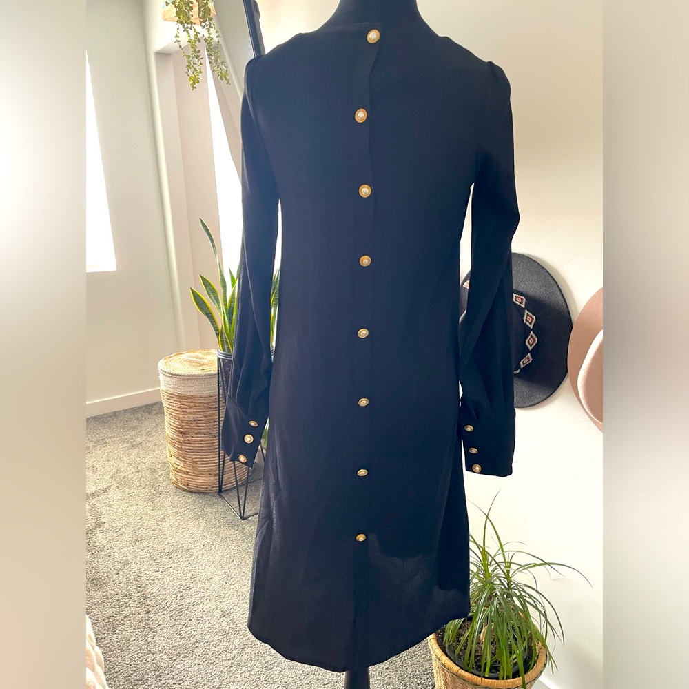 RAJU RA|JU Designer Alexandra Black Button Up Long Sleeve Dress Size XS